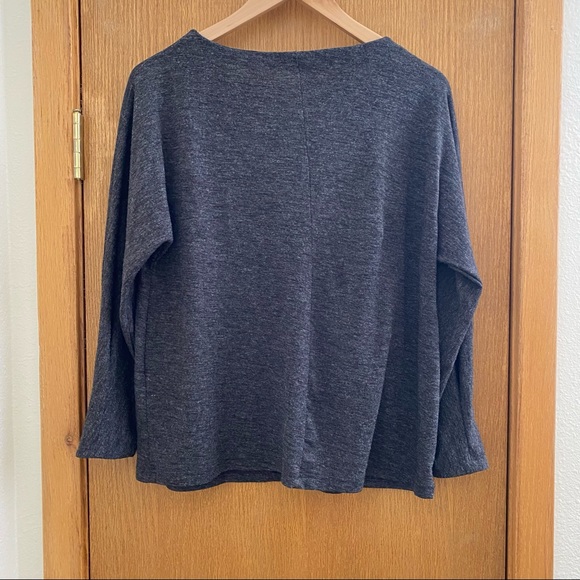 BANANA REPUBLIC • Charcoal Gray Long Sleeve Top with Sleeve Detail - Size S - Picture 3 of 11